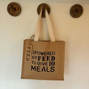 Feed empowered jute burlap tote bag NEW!